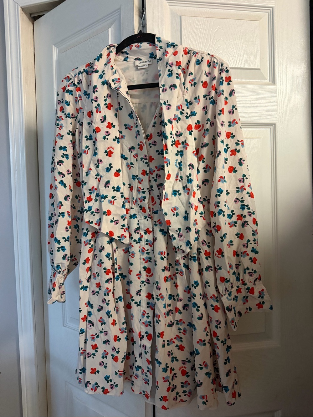 Jason Wu White Dress with Red and Teal Floral Print